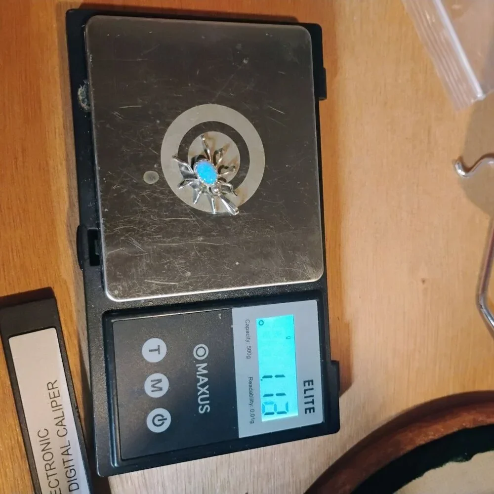 Native Made Sterling Silver Opal Spider Pendant Petite Small Size 3/4" Long - Picture 4 of 5